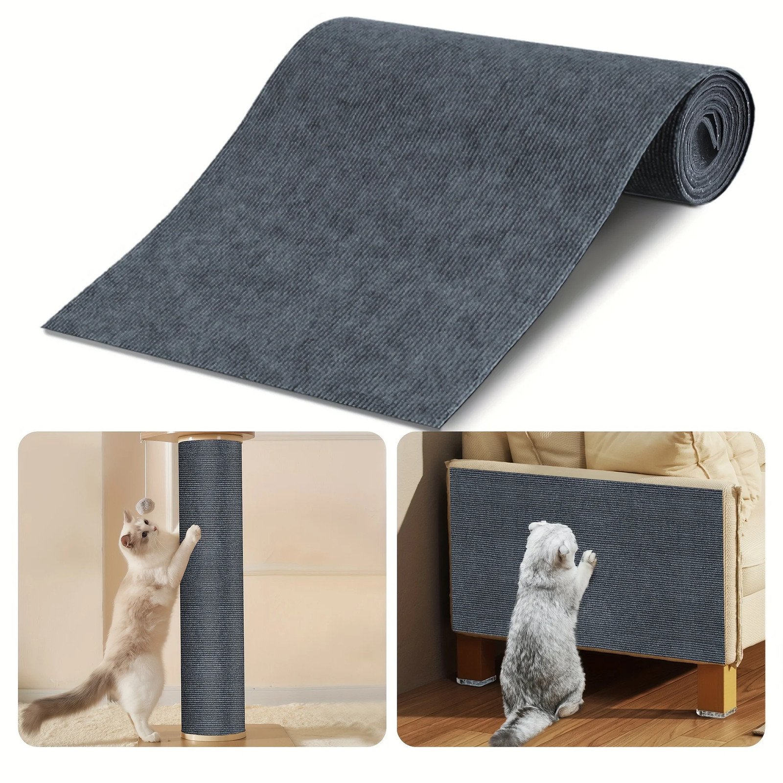 Trimmable Cat Scratching Mat Cat Scratcher Sofa Tape Scratching Post Self-Adhesi