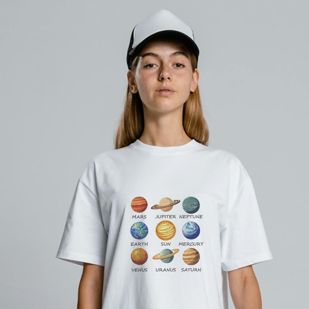 4 Sheets Planet Arrangement Cloth Iron on Stickers Mars Planet Heat Transfer