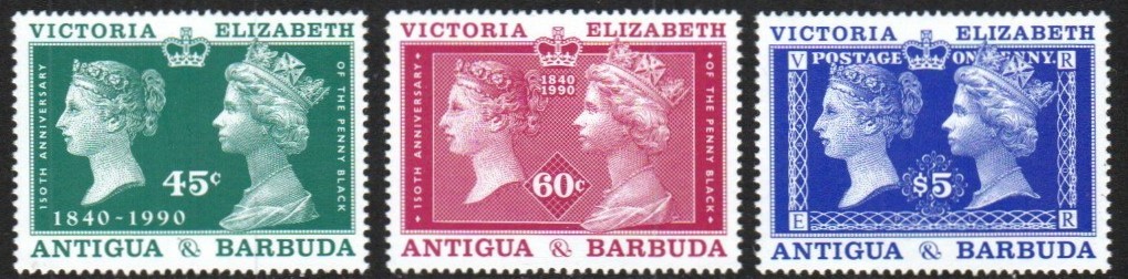Antigua Stamp 1305-1307  - Penny Black, 150th anniversary