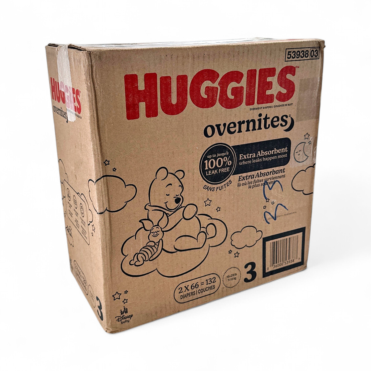 Huggies Overnites - Winnie The Pooh Disposable Diapers (Size 3) - 132 Count