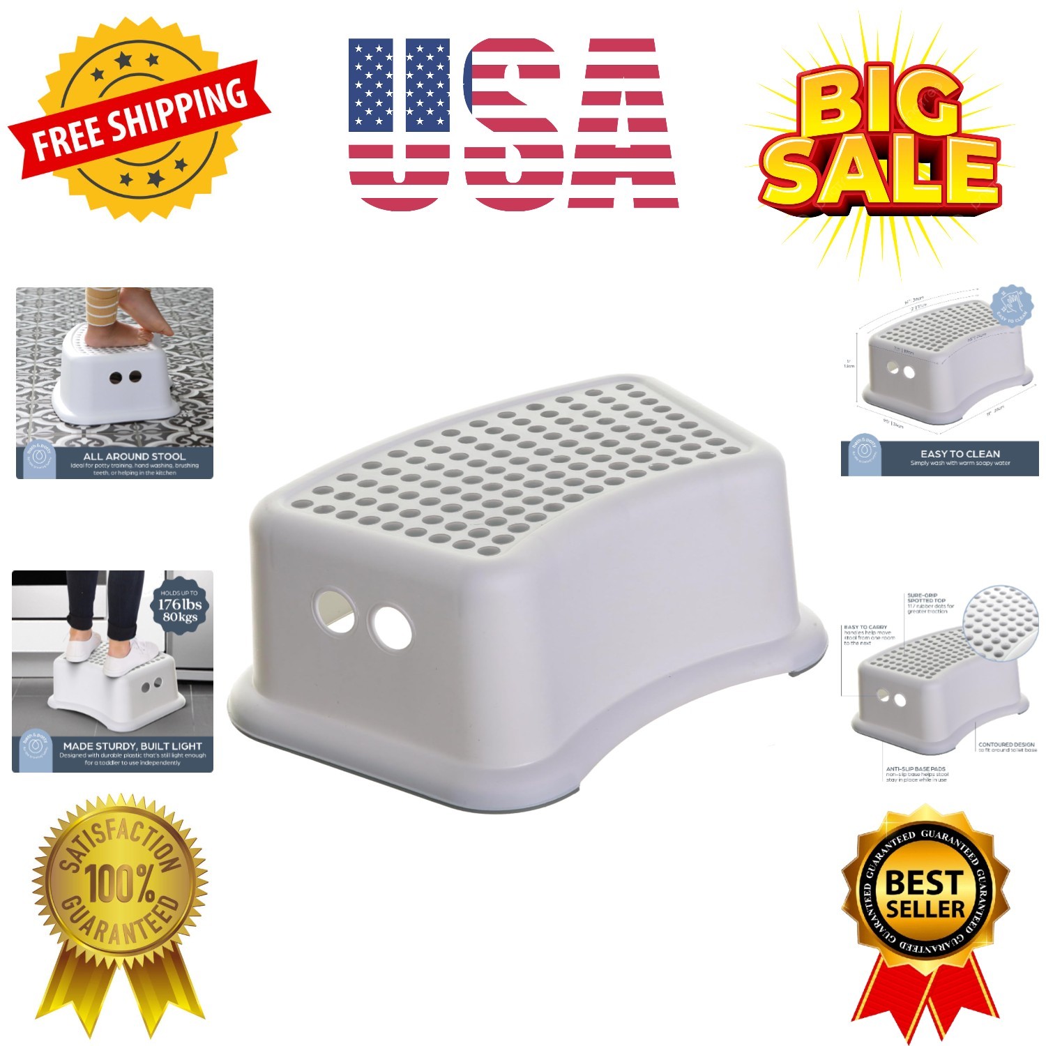 Step Stool for Kids - Non-Slip Base and Contoured Design for Toilet Potty Tra...