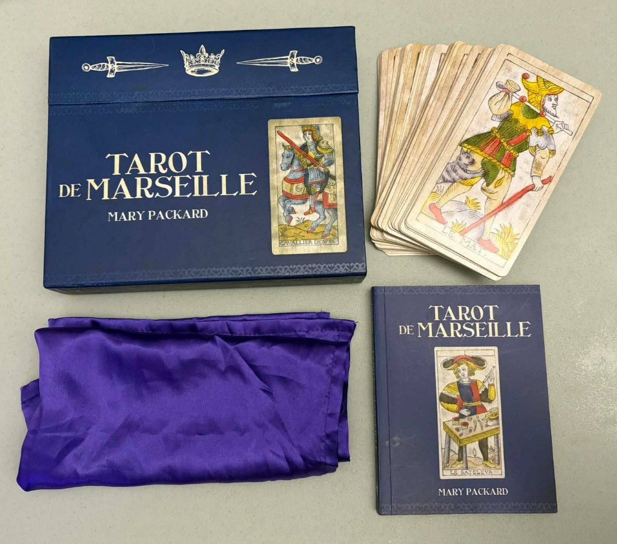 Madenie Tarot De Marseille Mary Packard Rare OOP 78 Card Deck Book Cloth Box Set