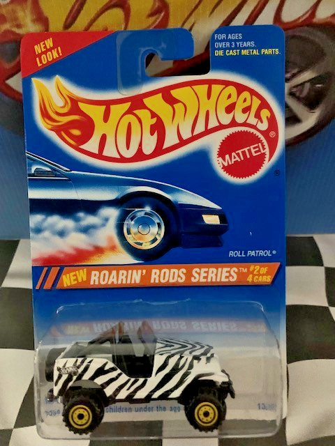 Hot Wheels 1995 Roarin' Rods 2/4 304 Roll Patrol Jeep YELLOW/STRIPES Yellow_CT