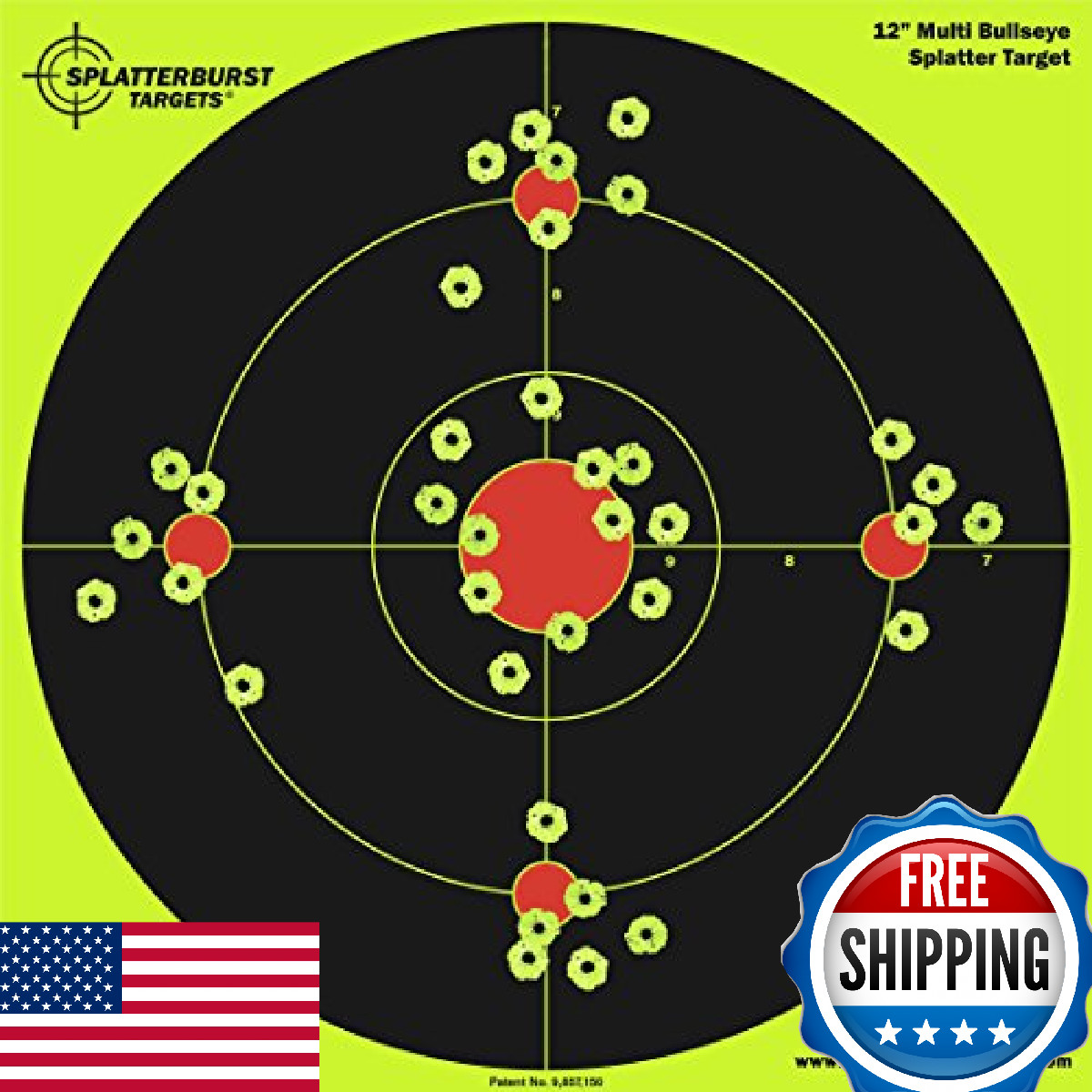 Splatterburst Targets 12in Multi-Bullseye Splatter Target 50 PK Fluoresce Yel