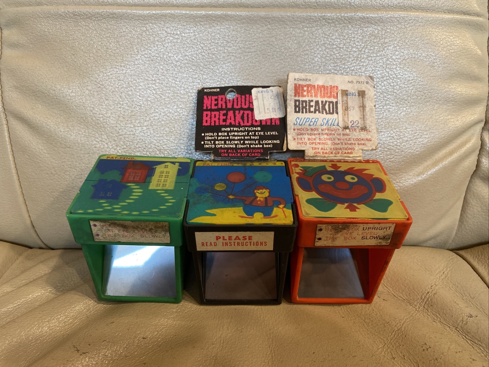 Lot Of 3 Vtg Ball In Hole Tilt Gravity Game 1968 Kohner Bros Nervous Breakdown