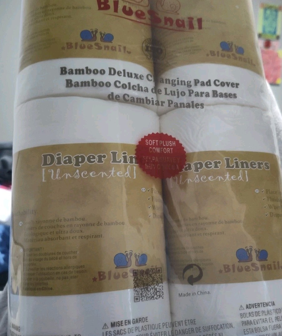 Blue Snail Bamboo Unscented DiaperLiners Fragrance/Chlorine Free-Total 400 NEW