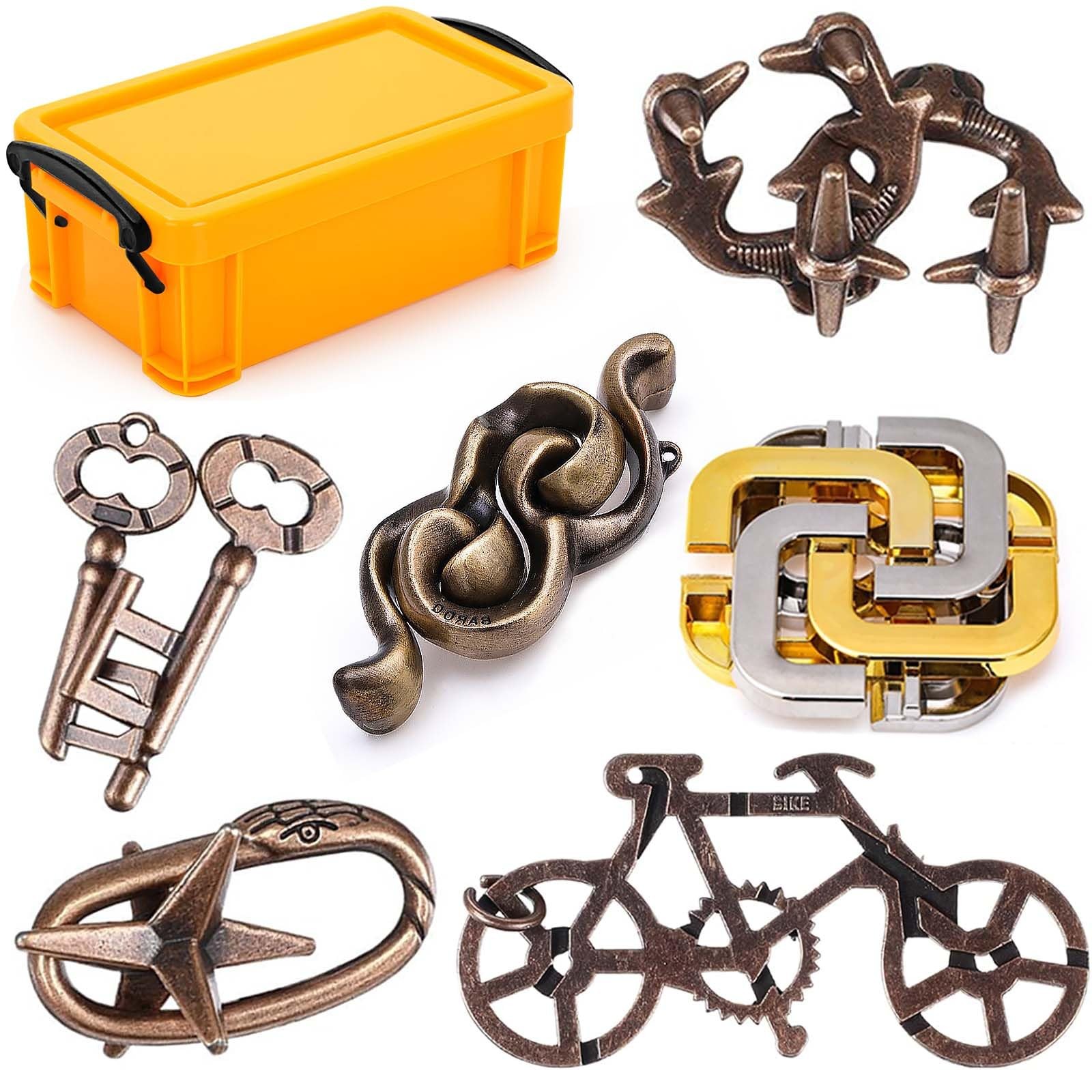 6 PCS Metal Brain Teaser Puzzles for Adults and Kids, Disentanglement Metal L...