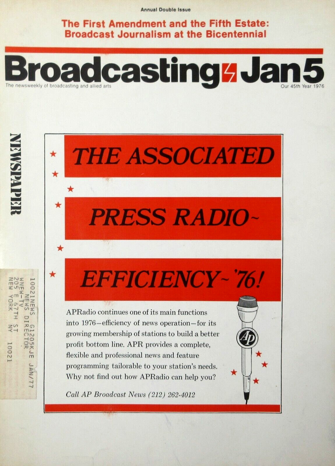First Amendment Broadcasting News Industry Magazine Bicentennial Radio TV 1976