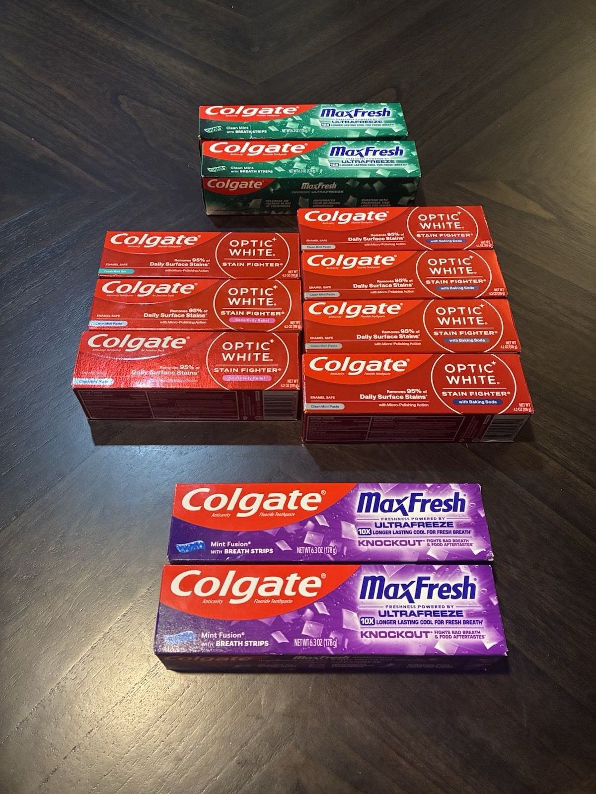Colgate Max Fresh/Optic White Toothpaste Lot *Not Expired* Lot Of 11