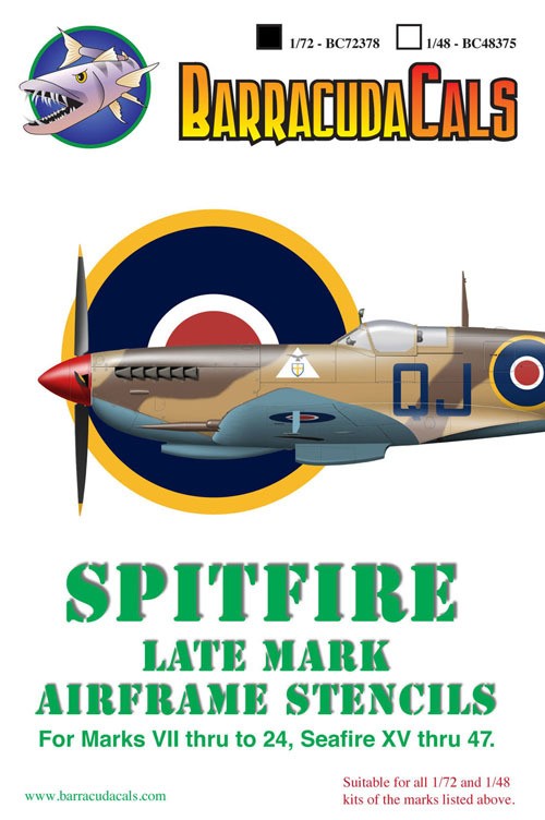 1/72 Barracuda Decal Spitfire Late Model Stencil