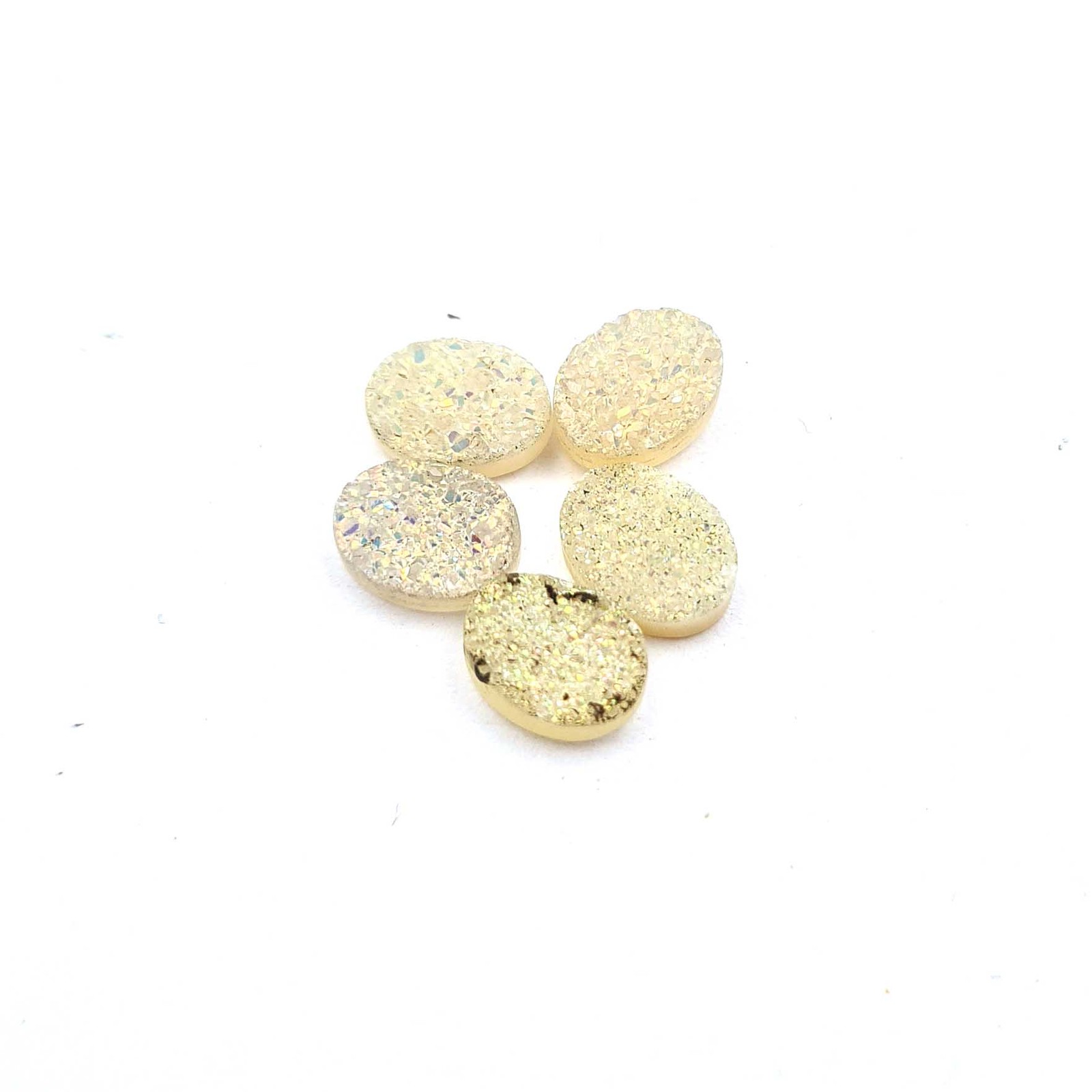 Natural Druzy Quartz Oval Cabochon Multi Color 5 Piece 7*9 MM 5CT