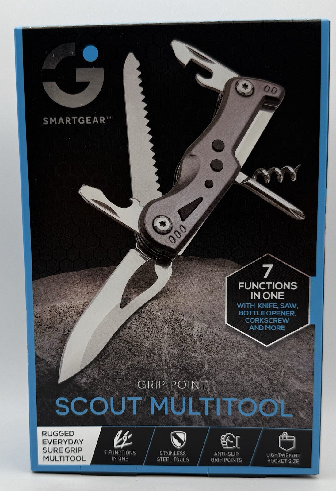 Scout Multitool Knife Smartgear Grip Point 7 Functions In One Stainless Rugged