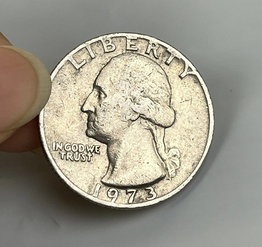 RARE 1973 Quarter ERROR Liberty on Rim