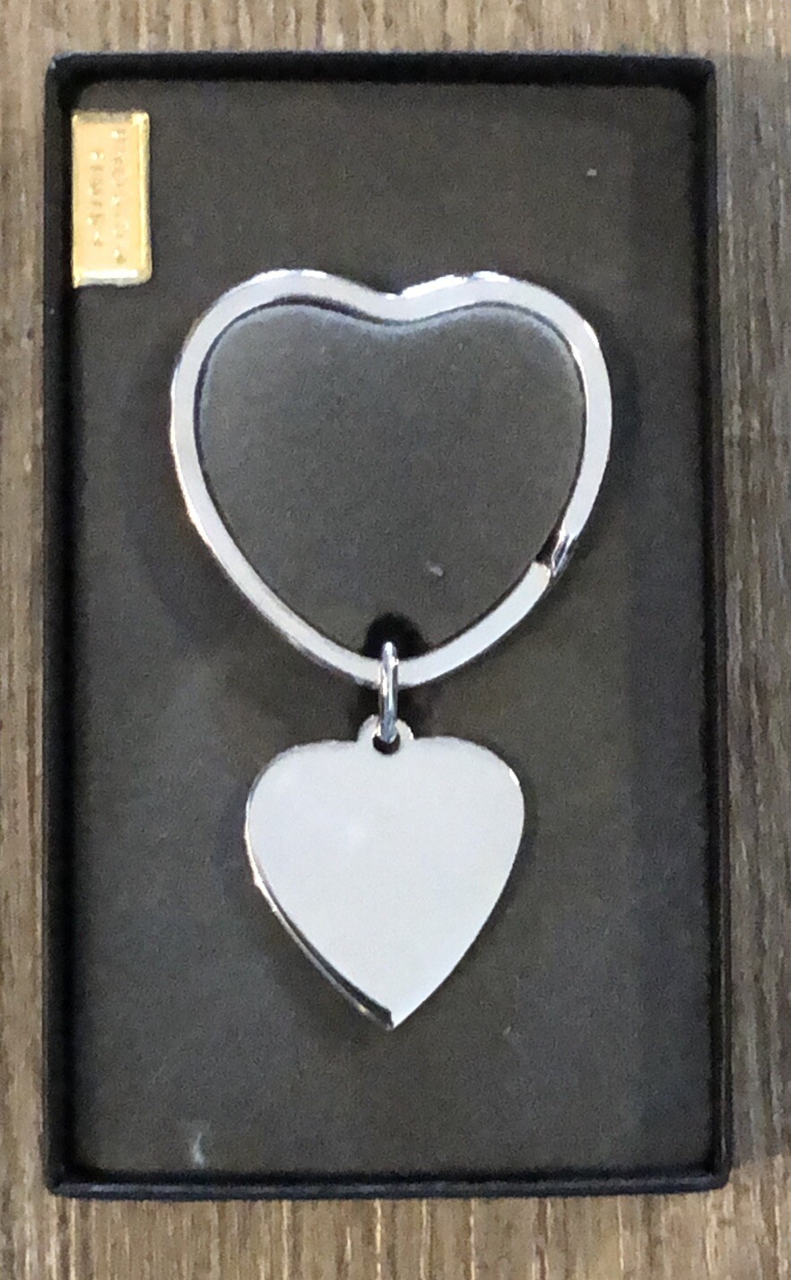 Vintage Valentines Keychain Silver Tone Heart Rhodium Finish Engravable NOS