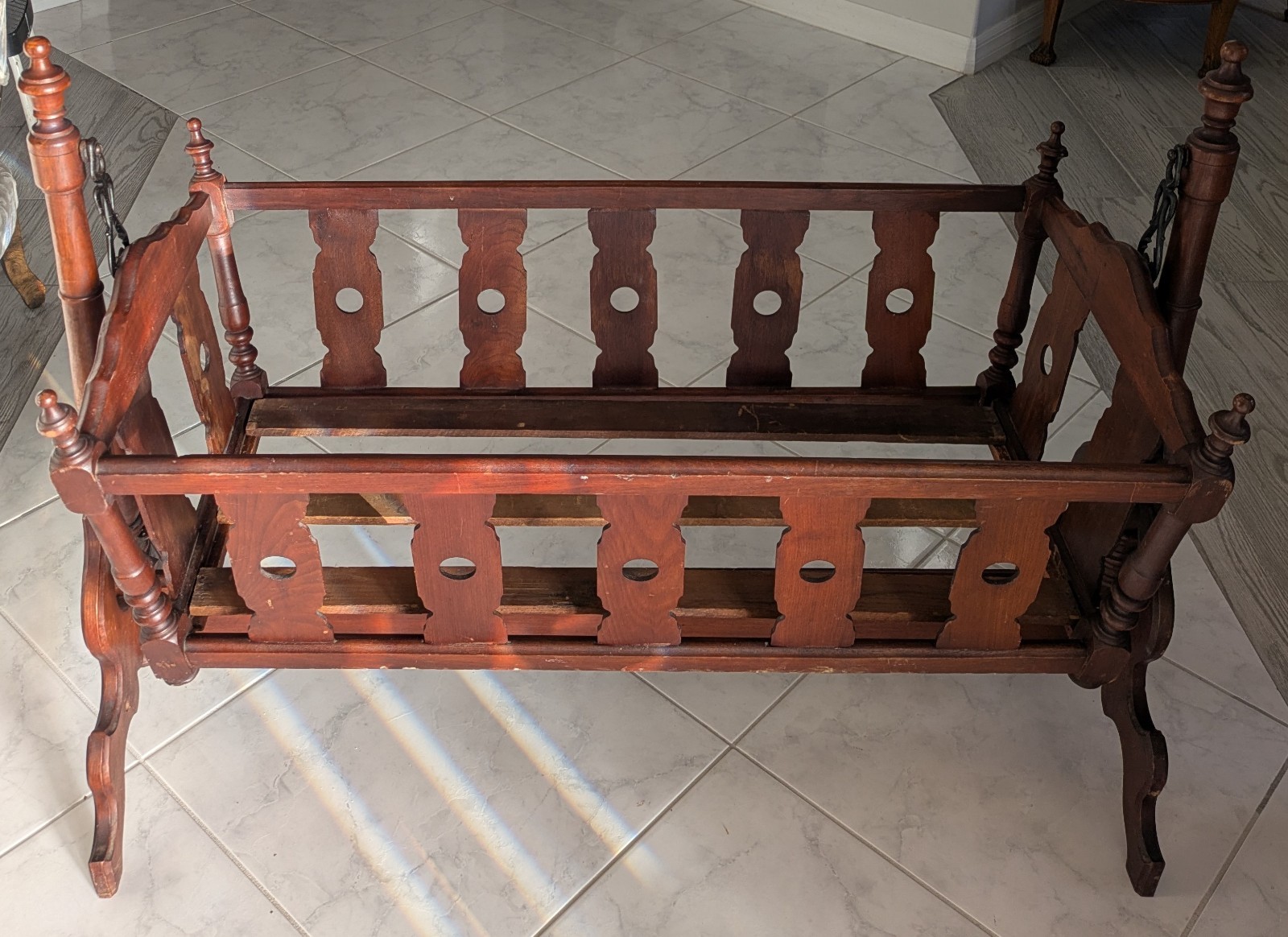 Victorian Walnut Crib Baby Child Bed Cradle Rocker Antique Doll Display PICK UP!