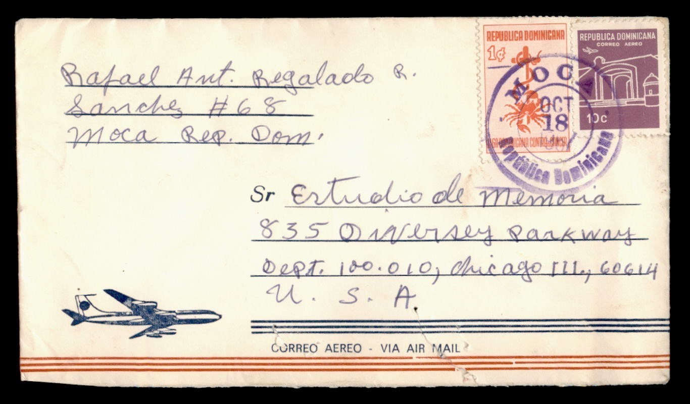DR WHO 1957 DOMINICAN REPUBLIC AIRMAIL MOCA TO USA w23358