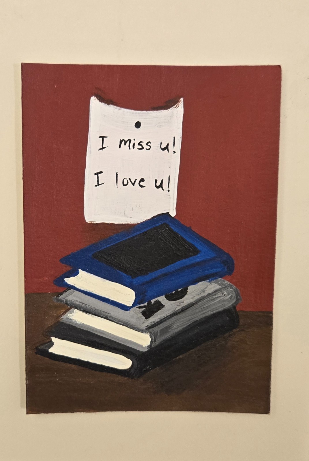 ACEO Art Card Original Acrylic, Note From Home 1 of 2, Small, 2.5x3.5