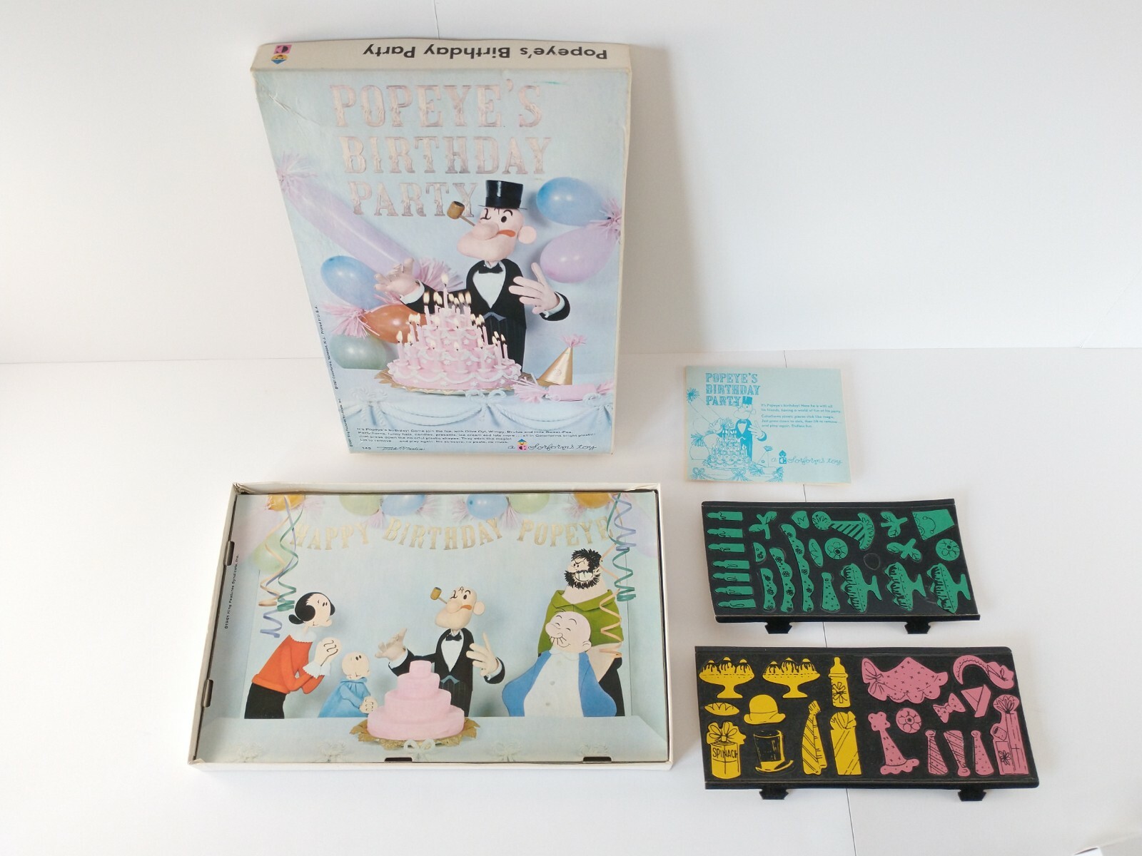 Vintage 1961 POPEYE'S BIRTHDAY PARTY Colorforms Toy Set CLEAN / 100% COMPLETE!
