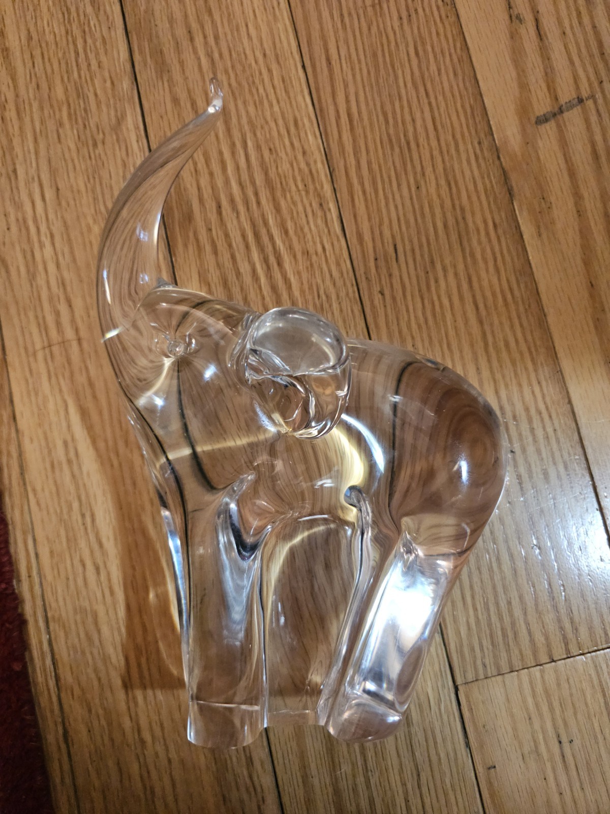 Riekes Crisa Glass Elephant Figurine Glossy Animal Sculpture 9.5" tall