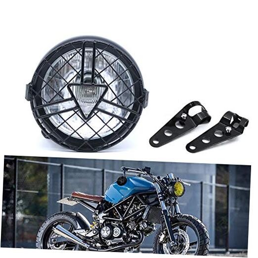  Universal motorcycle headlight, 6‘’ halogen headlight with lampshade White