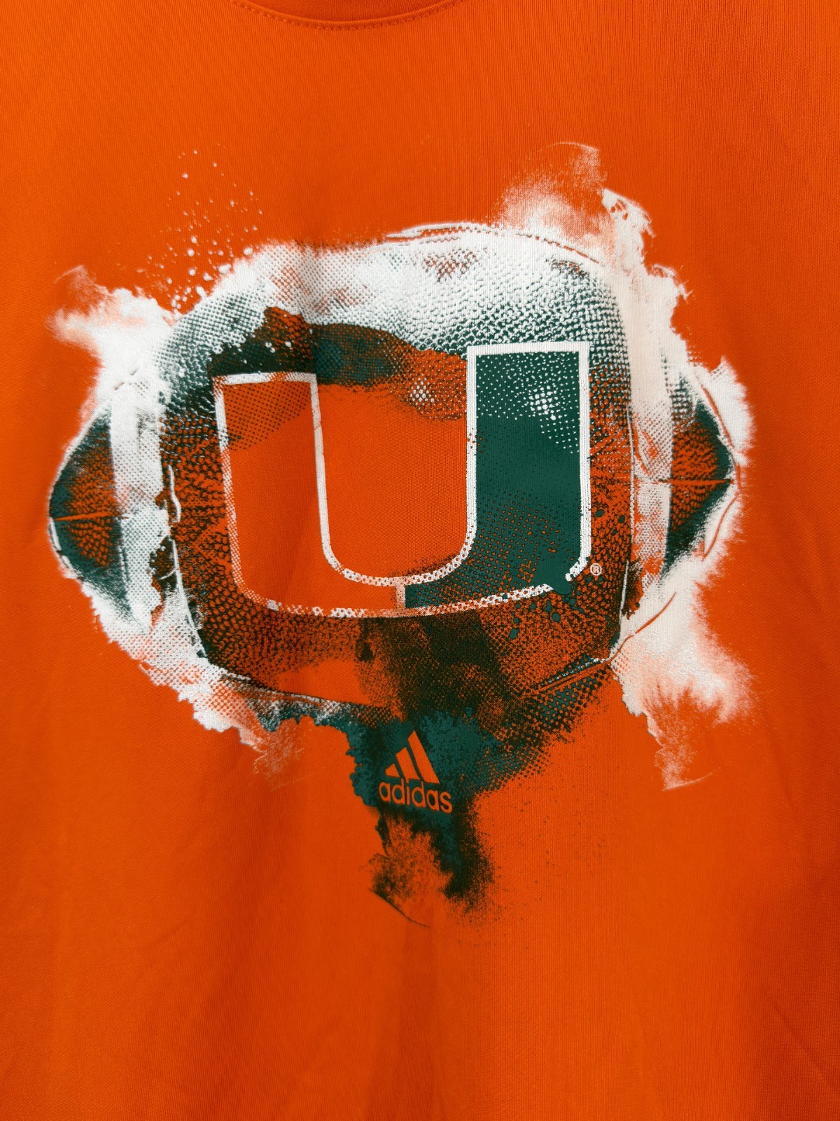 ADIDAS Orange Unisex Hi Visibility Technical Top Miami Hurricanes Football Sz XL