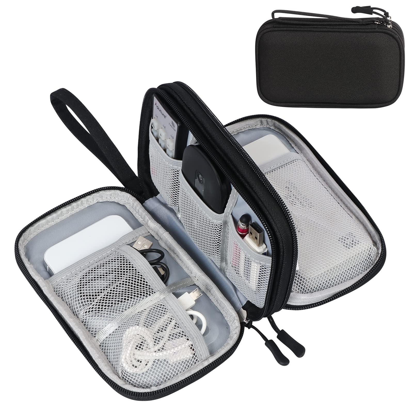 FYY Travel Cable Organizer Pouch Electronic Accessories Carry Case S, Black 