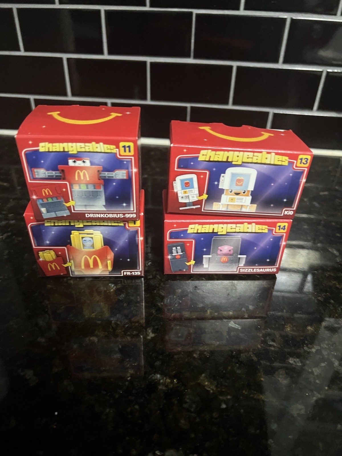 4 NEW 2026 Mcdonalds Changables Toys 8 Vash 11 Drink  Rex 13 Kio 14 Sizzlesaurus