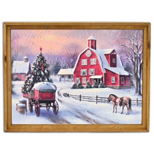 Cheungs 6217 Eirlys 21 Christmas Scene Metal and Wood Framed Wall Art