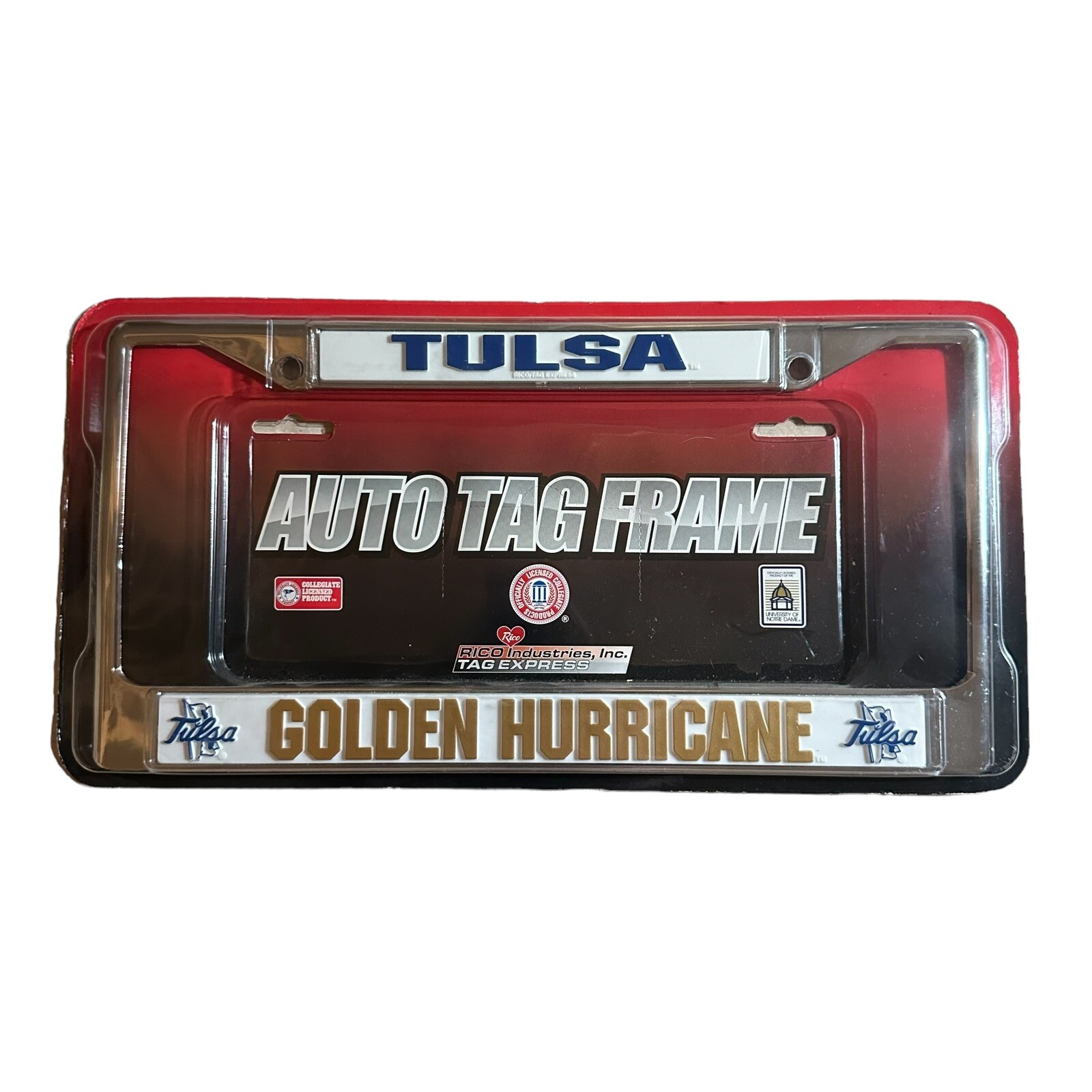 Tulsa Golden Hurricanes NCAA Chrome Metal License Plate Tag Frame / Auto Mancave