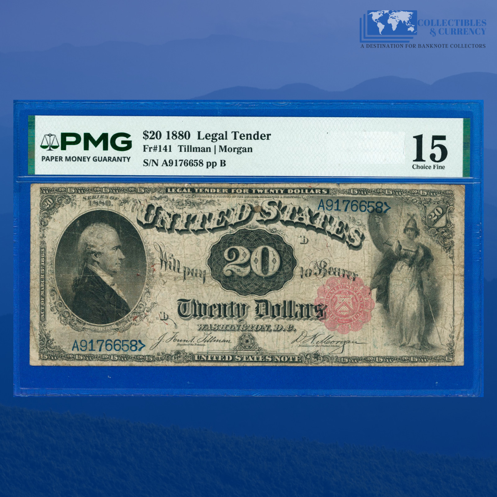 Fr.141 1880 $20 Dollars Legal Tender Note "HAMILTON", PMG Fine 15 #76658