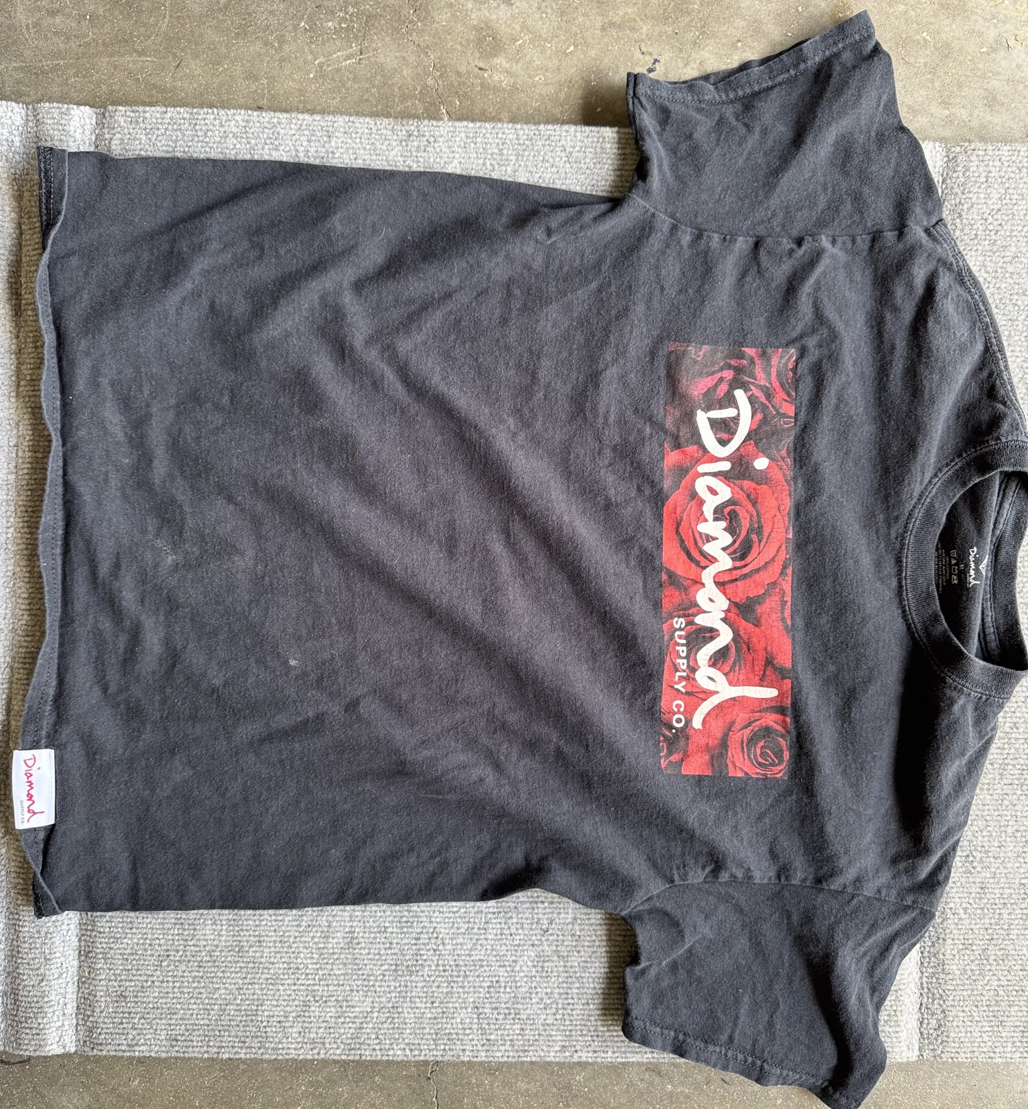 Y2K Diamond Supply Co. Logo T-shirt Skateboarding Men’s Meidum Black Roses