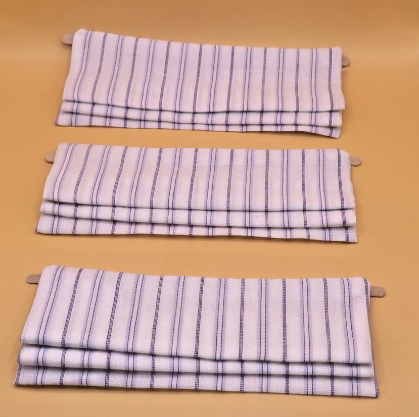 Dolls house Window Blinds  White with lilac stripes   Roman Blinds  x 3  -1:12th