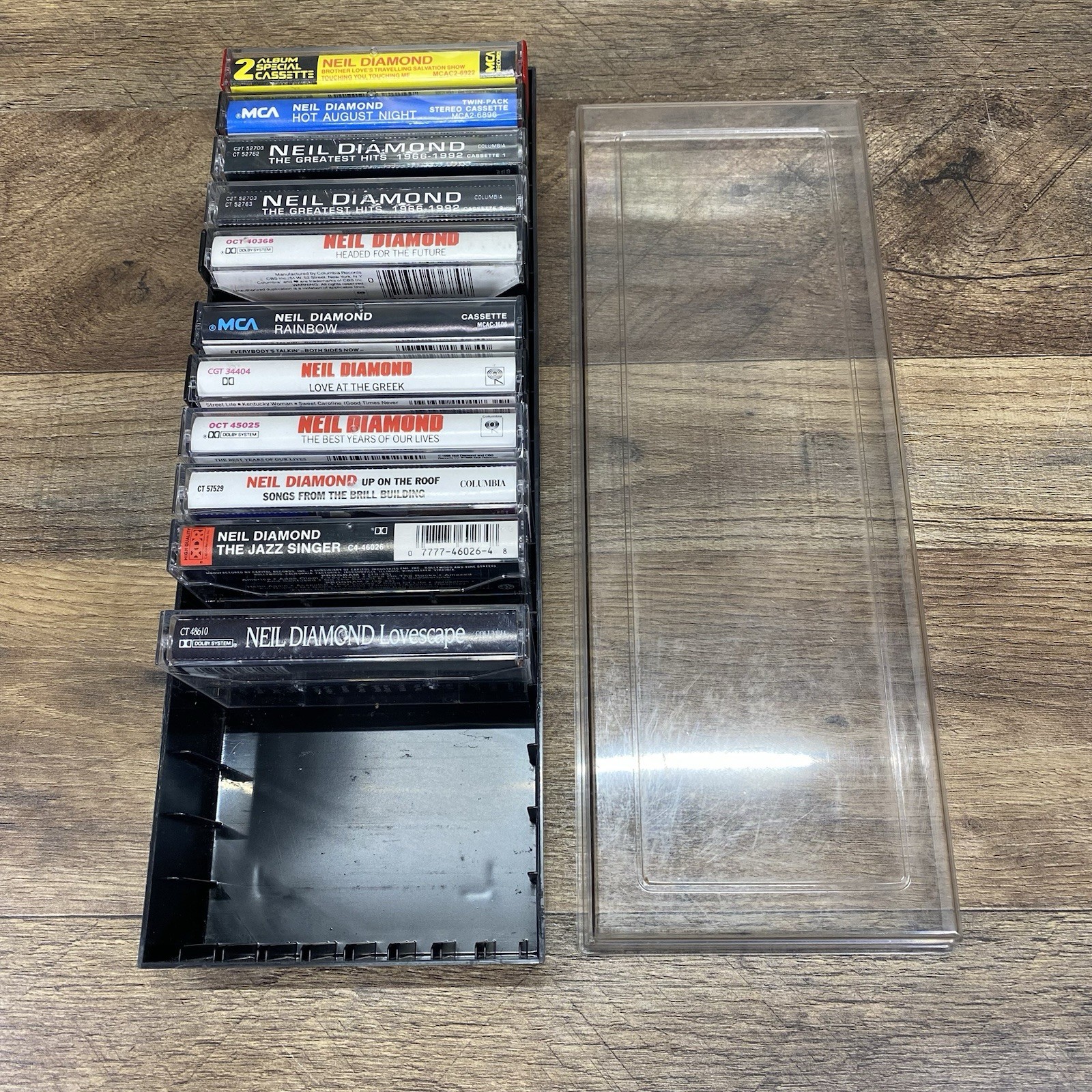 LOT of (11) Neil Diamond Cassette Tapes - Various Years With Storage Case
