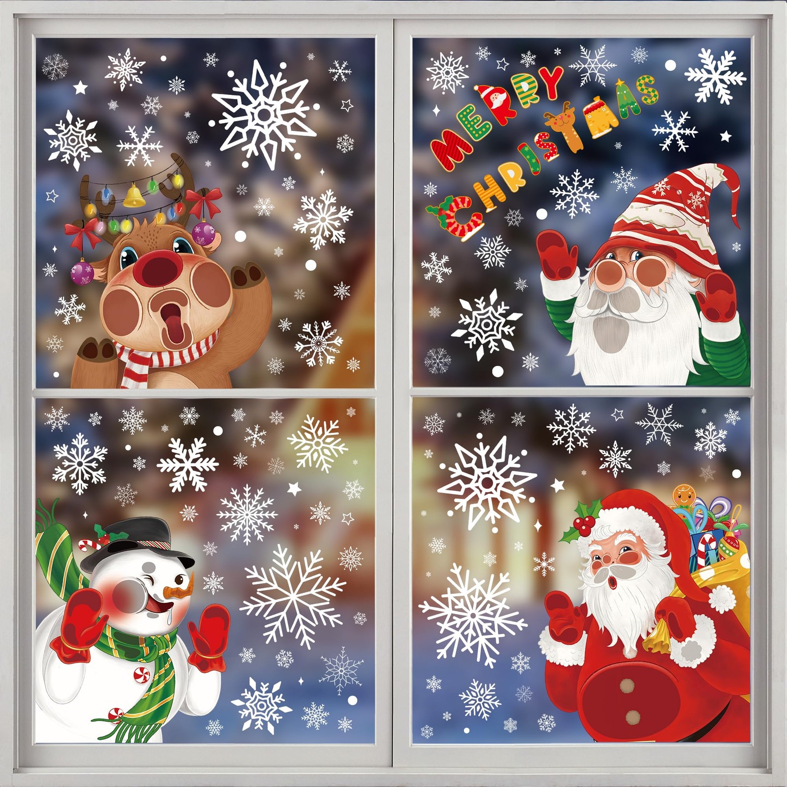 Funnlot Christmas Window Clings Decorations Double Sided Red 