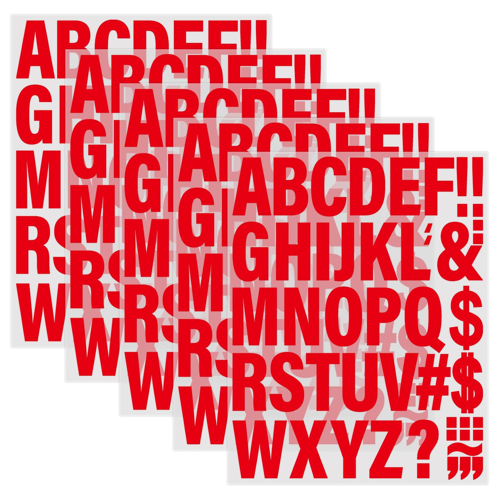 5 Sheets 220 Pieces Iron On Letters for Clothing, 2 Inch Heat Red, Red 