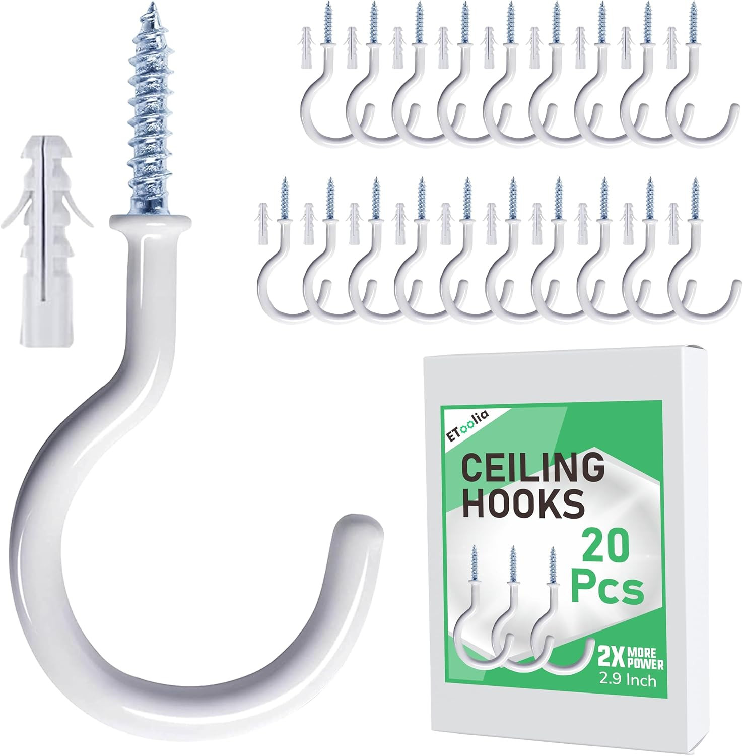 20 Pcs Ceiling Hooks for Hanging Plants - 2.9 Inches Heavy Duty, Hanging Hooks f