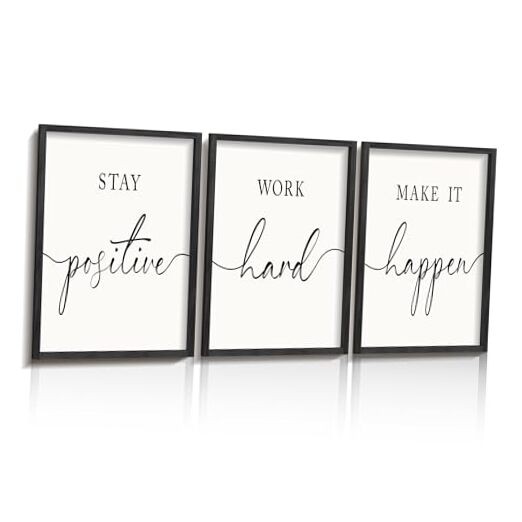  Motivational Wall Art 11"x14" Framed Wooden Inspirational 14"L x 11"W Black
