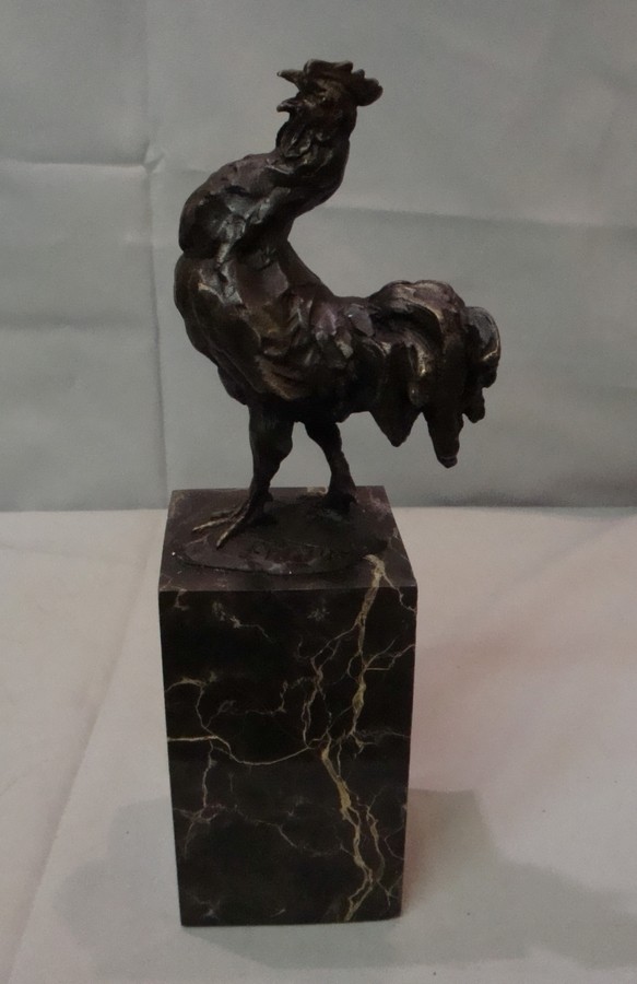Rooster Bird Wildlife Statue Art Deco Style Art Nouveau Art Nouveau Style Solid Bro