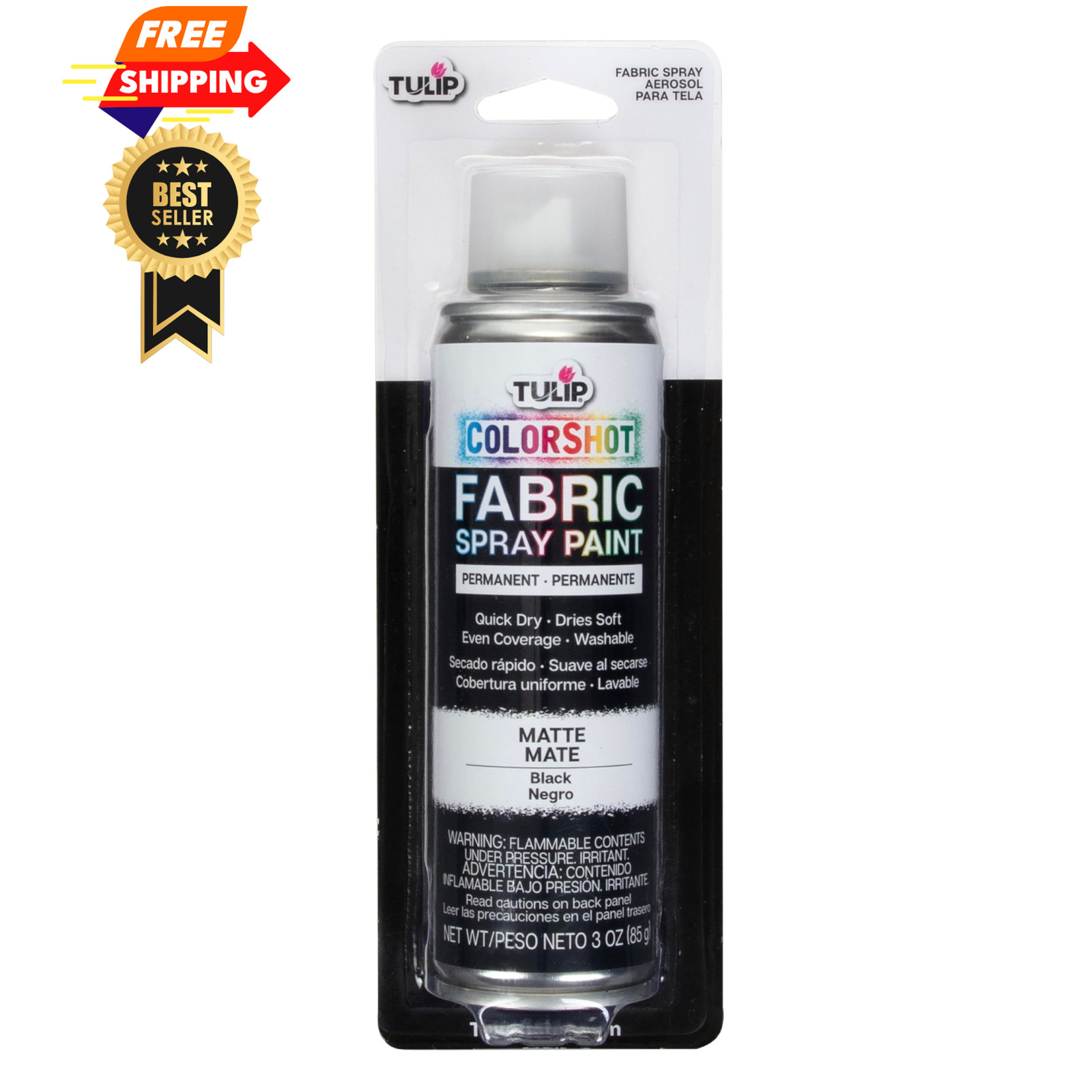 Tulip ColorShot Instant Fabric Spray Paint, 3 Ounce (Pack of 1), Black 