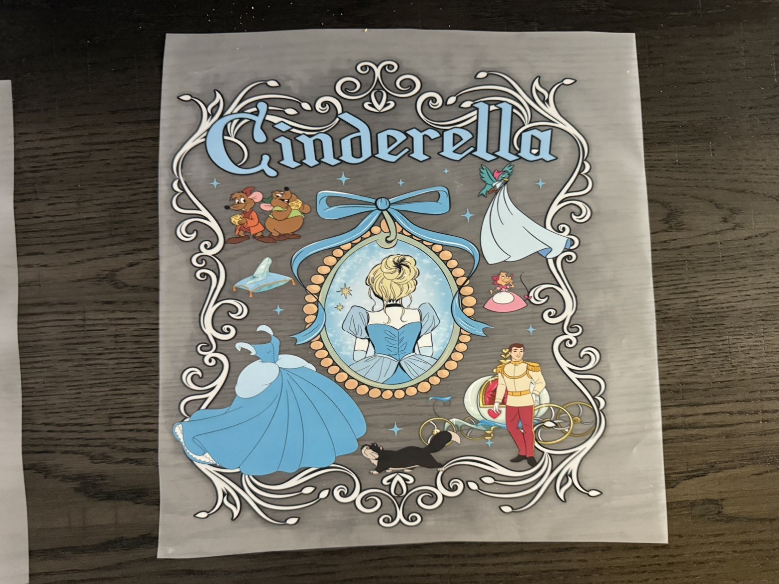 Disney Cinderella Ready to Press Heat DTF Transfer Adult Size
