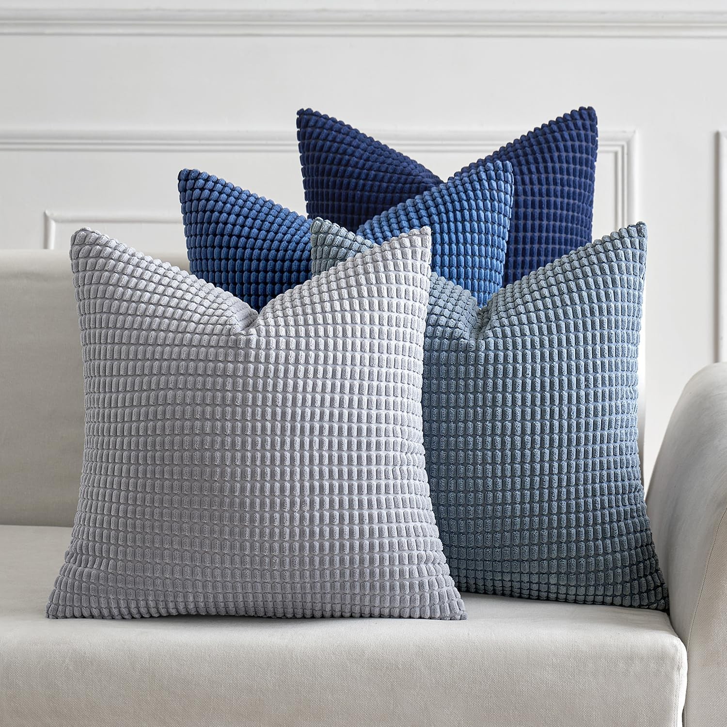 MIULEE Blue Decorative Pillow Covers 18x18 18" x (Pack of 4), Luxury 