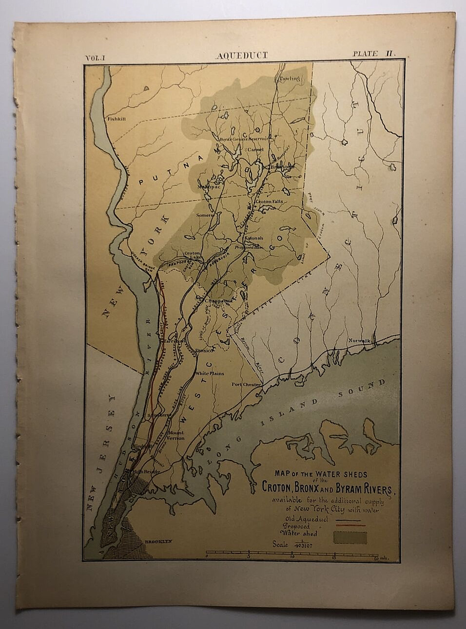 1884 Antique NEW YORK CITY’S WATER SHEDS Print from Encyclopedia Britannica