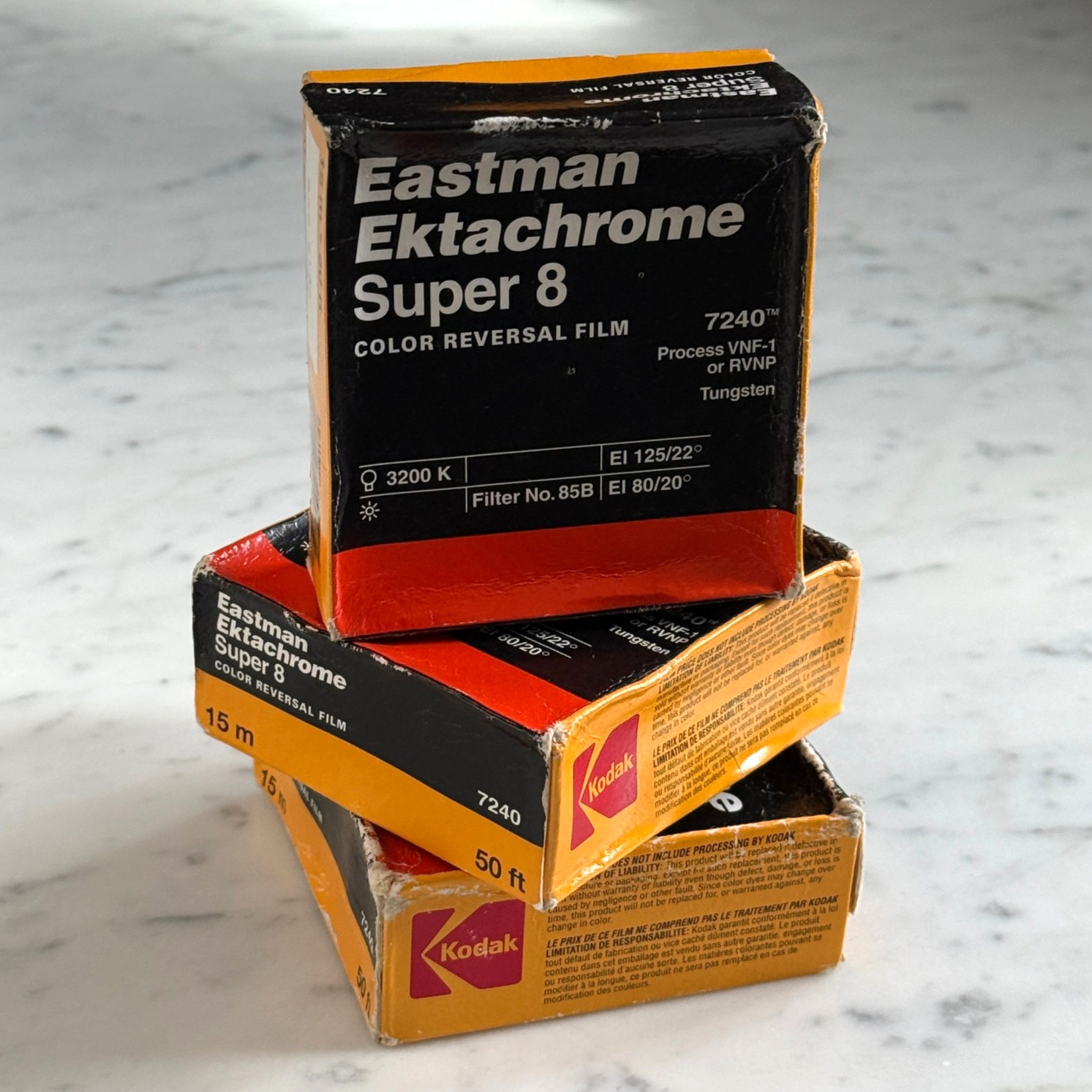 Kodak Ektachrome Super 8 Color Reversal Film 7240 – 3 Cartridges Vacuum Stored