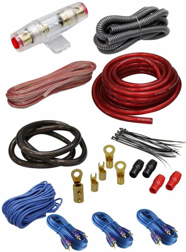 Complete 6 Channels 2000W 4 Gauge Amplifier Installation Wiring Kit Amp PK6 Red