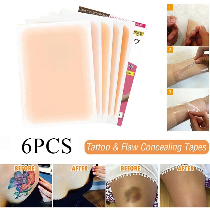 Tattoo Cover Up Skin Color Waterproof Scar Concealer Sticker 6PCS New Portable ∂