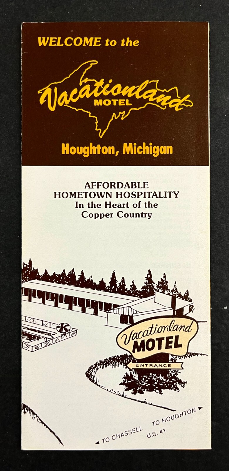 1970s Houghton MI Vacationland Motel Upper Peninsula UP  VTG Travel Brochure