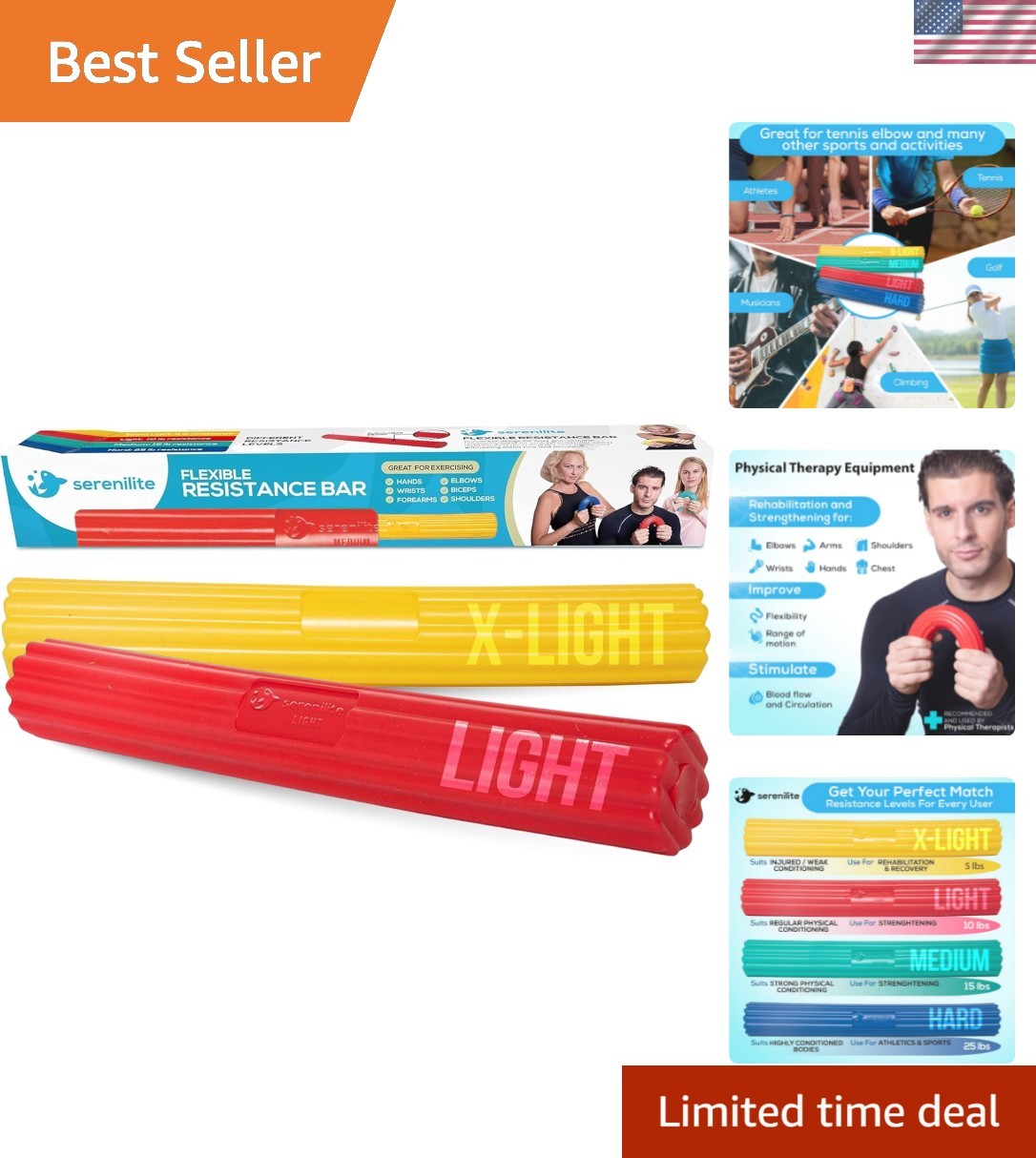 Flexible Resistance Bar, Grip Strength Trainer, Resistance Band, Forearm Exer...