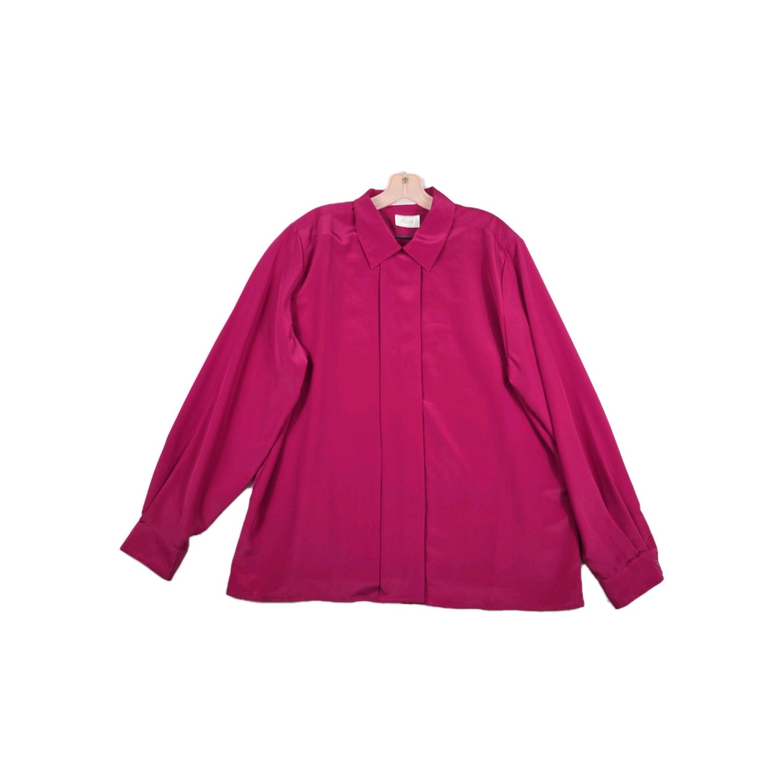 Foxcroft Shirt Womens Size 18 Pink Wrinkle Free Button Up Collared Long Sleeve