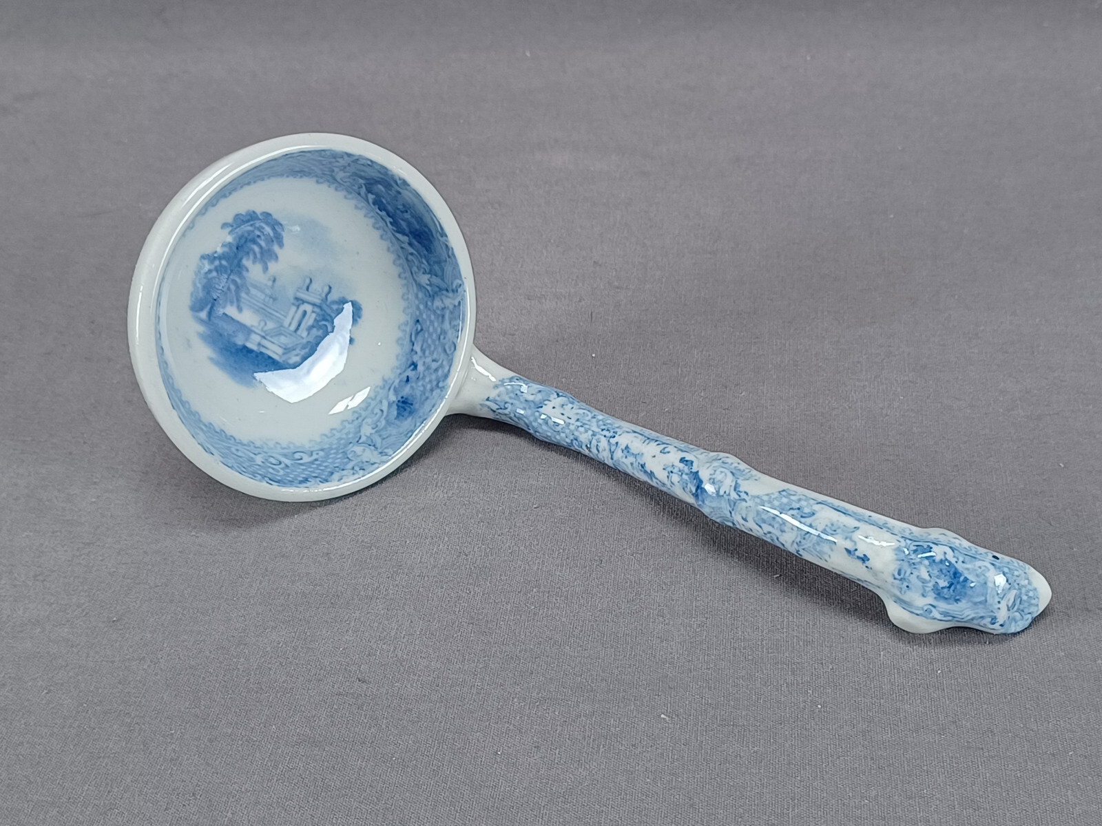 Barrow & Company Doria Pattern Blue Transferware Ladle Circa 1853-1856