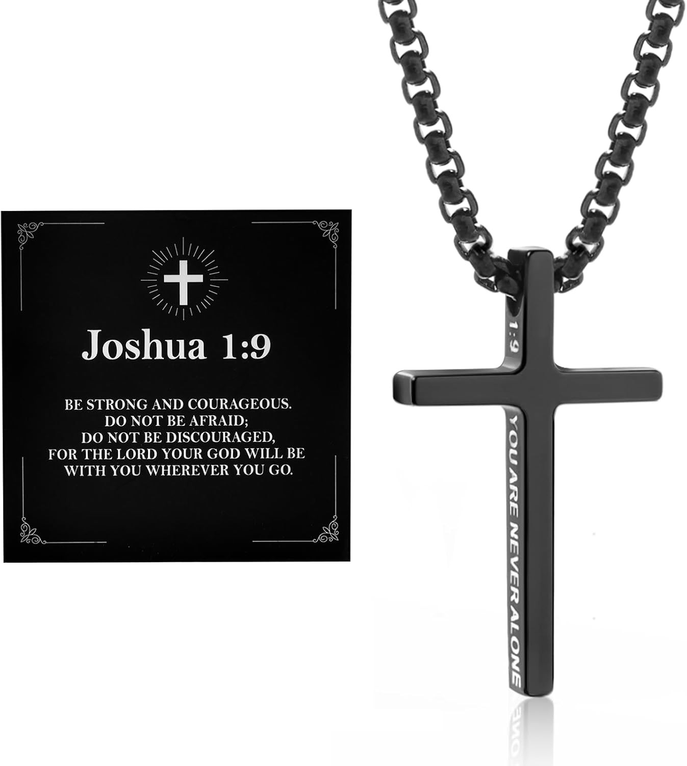 Boys Cross Necklace for Teen Boy Men,316L Stainless Steel Bible Verse Mens Penda